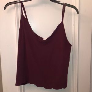 Maroon Scalloped crop top
